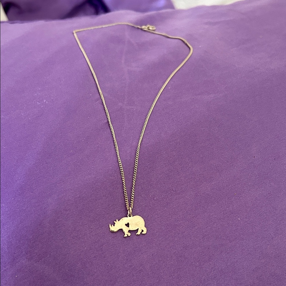 Sterling silver Rhino Pendant Necklace